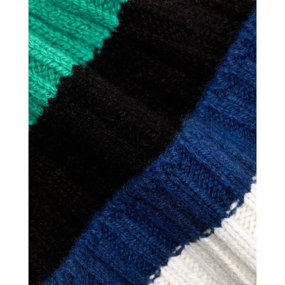 Everlane The Cashmere Unisex Beanie Bright Navy Multi Stripe NWT
